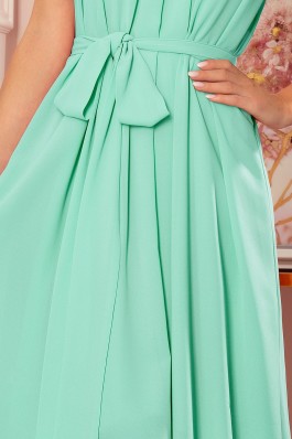 350-5 ALIZEE - Šifoninė mėtinė lengva suknelė