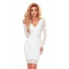 170-11 Balta nėriniuota suknelė ilgomis rankovėmis