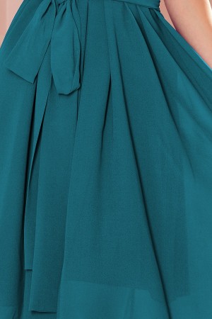 350-6 ALIZEE - Prabangi akvamarino spalvos lengva suknelė