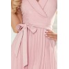385-1 WENDY Plisuota prabangi rožinė suknelė su dirželiu