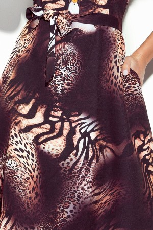 286-3 SANDY Platėjanti marškinių suknelė - leopardo raštas