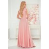 405-3 ELENA Ilga proginė rožinė suknelė surišama ties pečiais
