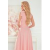 405-3 ELENA Ilga proginė rožinė suknelė surišama ties pečiais