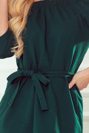 371-1 Žalia suknelė su rankovių iškirptėmis