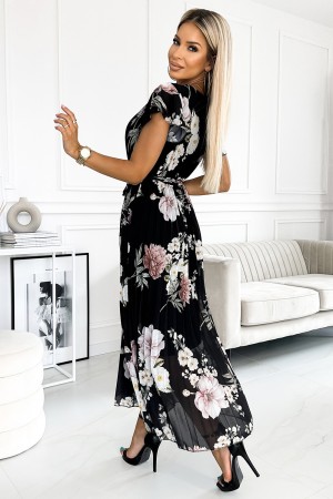 434-2 LISA Prabangi ilga gėlėta plisuota suknelė