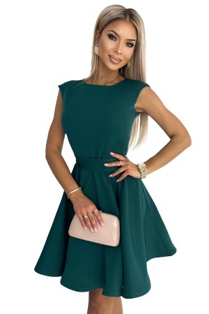 442-1 Prabangi žalia plazdanti suknelė