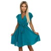 424-1 Prabangi šifoninė jūros spalvos suknelė su dirželiu