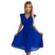 374-4 POLINA Plisuota suknelė su iškirpte ir raukšlėmis - karališkos mėlynos spalvos