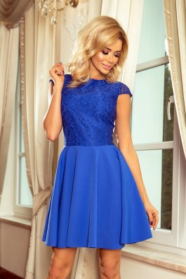 157-5 MARTA Karališka mėlyna suknelė su nėriniais