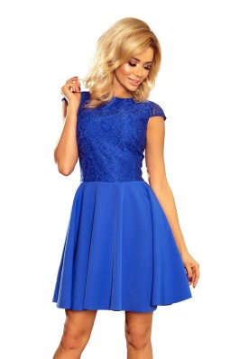 157-5 MARTA Karališka mėlyna suknelė su nėriniais