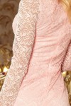 170-4 Nėriniuota pastelinė rožinė suknelė su iškirpte