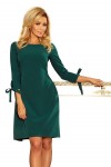 195-1 ALICE Smaragdinė suknelė puošniomis rankovėmis