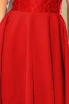 157-8 Raudona suknelė MARTA su nėriniais