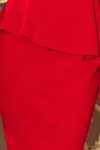 192-5 Elegantiška suknelė su raukinukais - Raudona