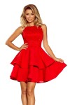 205-1 LAURA Suknelė su nėriniais - Ryški raudona