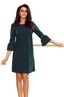 190-7 MARGARET suknelė su nėriniais ant rankovių - Smaragdinė