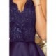 207-2 ALEXIS - Eksliuzyvinė suknelė su nėriniais - Tamsiai mėlyna