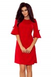 217-1 Varpelio formos suknelė plasdančiomis rankovėmis - Raudona
