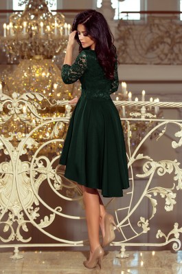 210-3 NICOLLE - Tamsiai žalia gipiūrinė suknelė