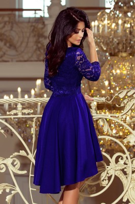 210-4 NICOLLE - Mėlyna gipiūrinė suknelė