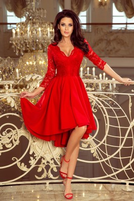 210-6 NICOLLE - Puošni raudona gipiūrinė suknelė