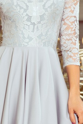 210-9 NICOLLE - Puošni pilka gipiūrinė suknelė