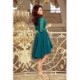 210-8 NICOLLE - Puošni smaragdinė gipiūrinė suknelė