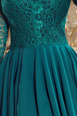210-8 NICOLLE - Puošni smaragdinė gipiūrinė suknelė
