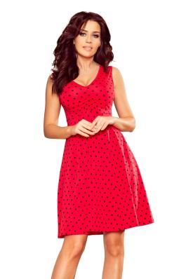 238-1 BETTY Plazdanti suknelė - Raudona su taškeliais Polka Dots