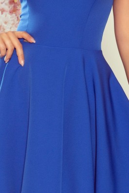 114-12 Flared dress - heart-shaped neckline - Royal blue