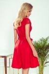 242-4 ANNA Raudona suknelė su iškirpte ir nėriniais