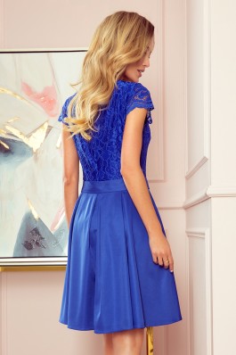 242-3 ANNA Karališkos mėlynos spalvos suknelė su nėriniais