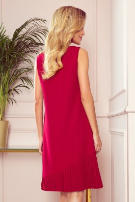 308-2 KARINE - Elegantiška trapecijos formos raudona suknelė