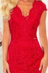 316-1 Elegantiška aukštos kokybės raudona nėriniuota suknelė
