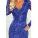 170-8 Elegantiška mėlyna suknelė su nėriniais