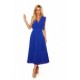 315-2 EMILY Prabangi plisuota mėlyna ilga suknelė