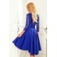 210-12 NICOLLE - Prabangi mėlyna nėriniuota suknelė