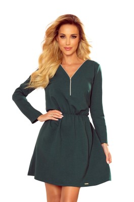 283-2 NANCY Patogi žalia suknelė su užtrauktuku