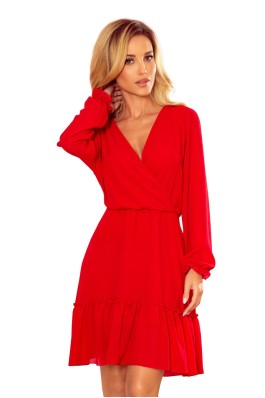 329-2 LAUREN Raudona klasikinė šifoninė suknelė