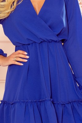 329-1 LAUREN Mėlyna klasikinė šifoninė suknelė
