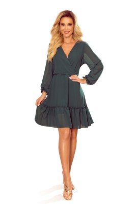 329-3 LAUREN Elegantiška žalia šifoninė suknelė
