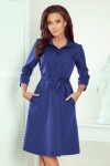 286-2 SANDY Klasikinė marškinių tipo mėlyna suknelė