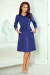 286-2 SANDY Klasikinė marškinių tipo mėlyna suknelė