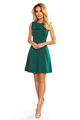 334-1 BLANKA - Žalia suknelė su raukinukais