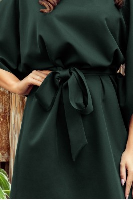 287-14 SOFIA Drugelio silueto tamsiai žalia suknelė