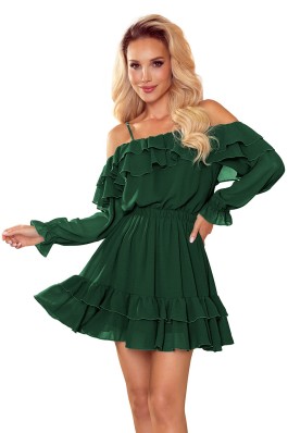 360-2 Tamsiai žalia šifoninė suknelė